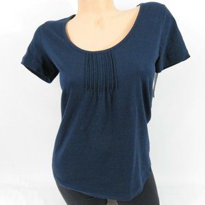 Nautica Top Short Sleeves Round Neck Pintuck Front